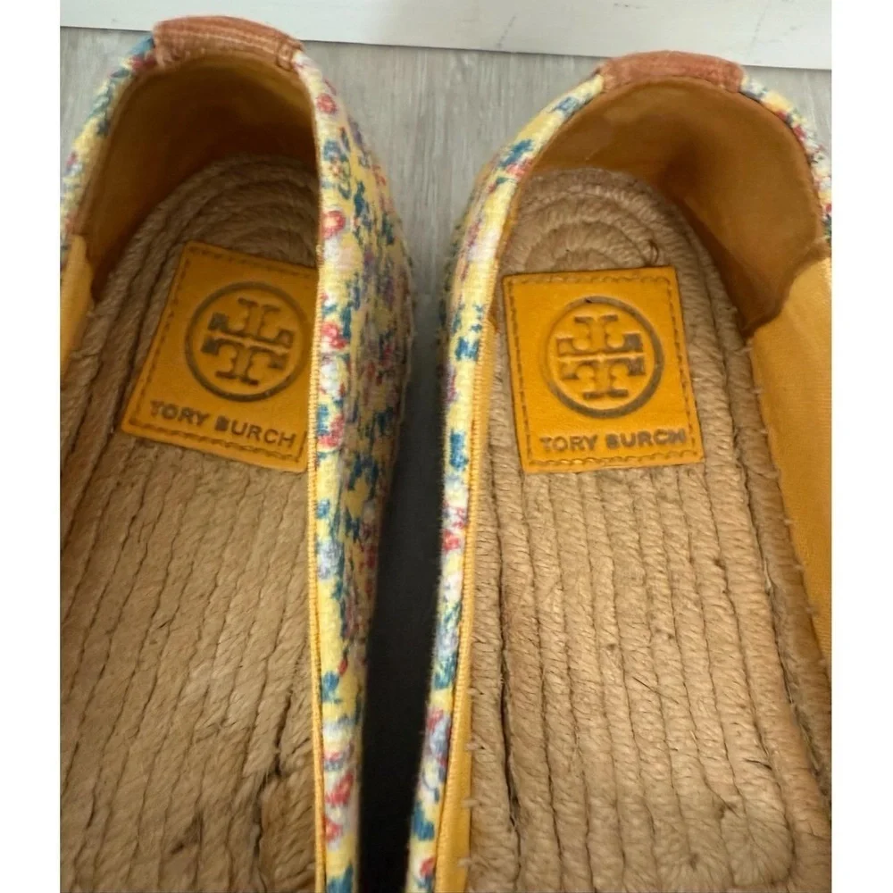 Tory Burch Weston Flat Espadrille Printed Canvas Size 8.5 French Paisley Floral - Picture 6 of 12